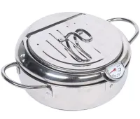 Fryer Pot 2.2L Deep Fryer with Oil Thermometer and Oil Drain Pan Deep Fryer Pan with Stainless Steel Lid for Kitchen