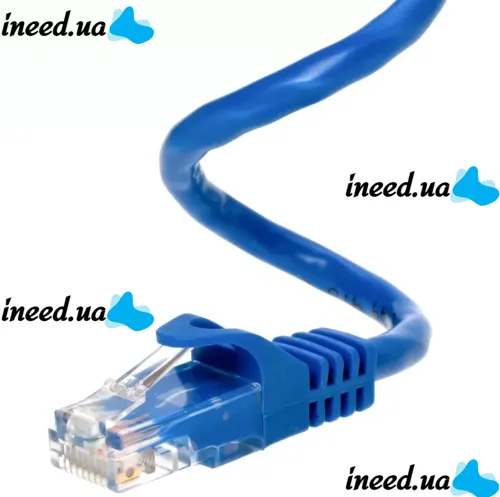 Високошвидкісний мережевий LAN кабель патч корд UTP Cat5e 25 метрів RJ - 45 для підключення до комп'ютера Інтернету, комутаційний ethernet шнур Синій