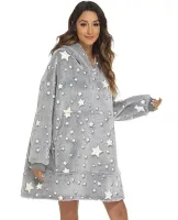 Світиться дорослий худі толстовка Huggle Hoodie Stars Dream сіра 2в1 унісекс оверсайз толстовка-плед з кишенею і капюшоном на флісі 126х180 Сірий