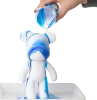 Флюїдний ведмедик Зроби сам DIY Creative Fluid Bear 23 см з фарбами 3 шт Набір розмальовка іграшка Ведмедик для творчості вініловий ведмідь флюїд-арт