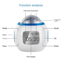 Настільний годинник-проектор Music And Starry Sky Calendar 1038 з LED підсвічуванням, музичний нічник проектор зоряного нічного неба світильник білий