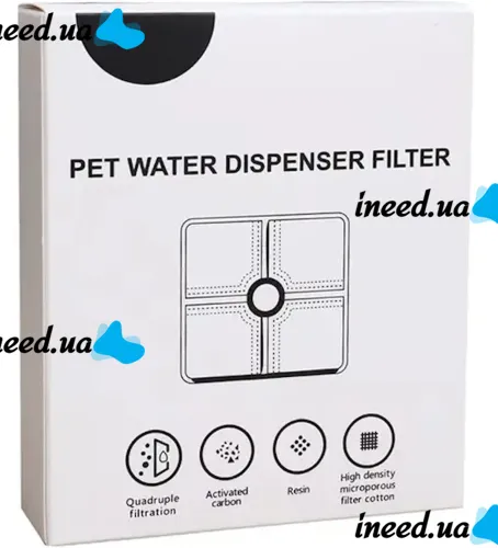 Комплект змінний фільтр 1 шт для автоматичної поїлки Pet Water Fountain, Вугільні змінні фільтри 12.3х12.3х0.8 см для питного фонтану тварин