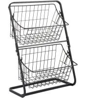 Універсальний дворівневий органайзер полку Storage Rack MZY - 662 для зберігання овочів і фруктів, етажерка Фруктовниця 2 рівня для кухні Чорний