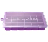 Силіконова багаторазова форма Silicone Ice Cubes Make для заморозки льоду і шоколаду з кришкою на 24 осередки, Лоток піднос для зберігання льоду 24 кубика