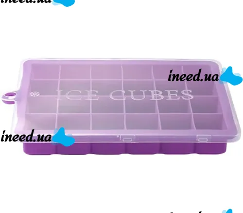 Силіконова багаторазова форма Silicone Ice Cubes Make для заморозки льоду і шоколаду з кришкою на 24 осередки, Лоток піднос для зберігання льоду 24 кубика