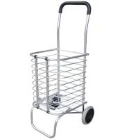 Folding Shopping Cart XS-2 with shopping basket up to 65 kg 42x39x91 cm, Household folding wheelbarrow basket on wheels with handle Silver