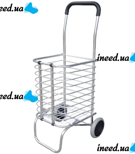 Folding Shopping Cart XS-2 with shopping basket up to 65 kg 42x39x91 cm, Household folding wheelbarrow basket on wheels with handle Silver