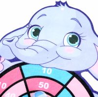 Детский набор мишень для игры в дартс Sticky Ball Слоник с 3 шариками на липучках, игрушка мягкий дартс в виде животного на стену для детей Синий