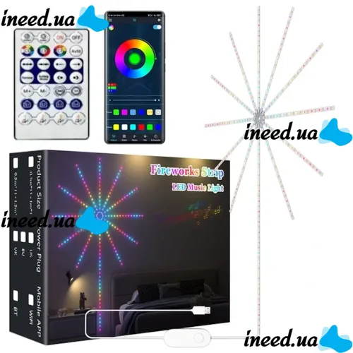 Wall Mounted LED Light Fireworks 28Key Kit BT APP LED LIGHT SF-9 with Remote Control Smart Bluetooth Ribbon RGB Smart Firework Music Control