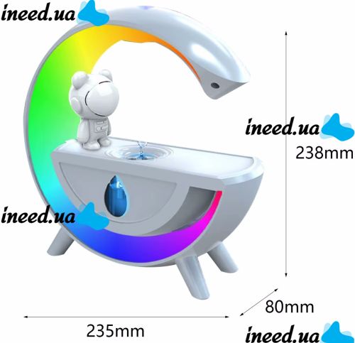 Антигравитационный увлажнитель воздуха ночник с астронавтом RGB T00K8 с подсветкой, Диффузор с космонавтом 350мл с капельным эффектом от USB Белый