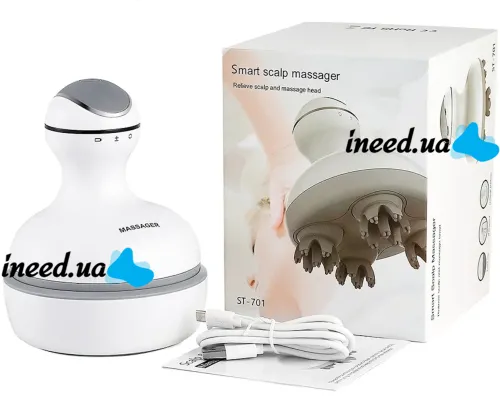 Беспроводной водонепроницаемый массажер Smart Scalp Massager ST-701 для головы, шеи и плеч Аккумуляторный массажер для кошек и собак Verte-X 3D Белый