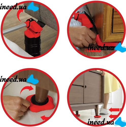 Набор для перемещения мебели и тяжёлых предметов Umzugslfer Moving Helpers 5 предметов до 150кг, подъемник, домкрат для передвижения и транспортировки