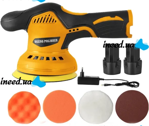 Бездротова полірувальна машинка DeWalt 12V YK49 з 2 акумуляторами Акумуляторна ексцентрикова Шліфмашина для полірування автомобіля з насадками