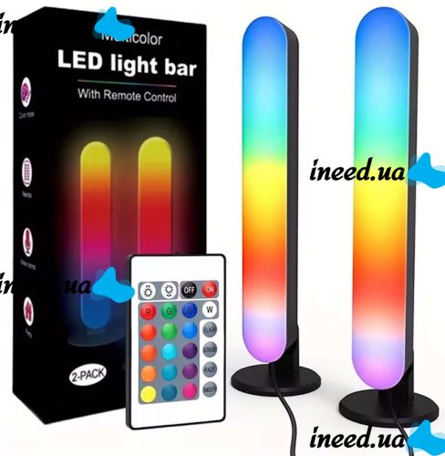 Комплект настільний кольоровий світильник лампа Ambient Light RGB D16 2 штуки з пультом ДУ, Світлодіодні лампи Wi-Fi підсвічування 25 см від USB
