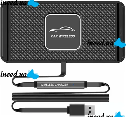 Автомобільна бездротова зарядка Car Wireless Pad C1 15W для зарядки телефону, силіконовий зарядний килимок в авто з антиковзаючим покриттям чорний