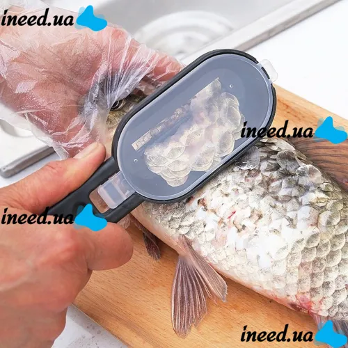 Ніж скребок для чищення луски риби Fish Scales Wiper Cleaning, Ручна рыбочистка з контейнером, ручний прилад для чищення риби з ножем для патрання