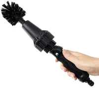 Rotating Car Brush Hose Nozzle Brush Hero for Car, Home, Garden Cleaning, Universal Car Wash Brush with Nozzles Black