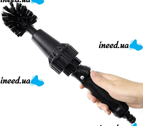 Rotating Car Brush Hose Nozzle Brush Hero for Car, Home, Garden Cleaning, Universal Car Wash Brush with Nozzles Black