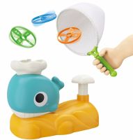 Whale Frisbee 9965A Children's Frisbee Playset with 2 Nets and 6 Plates, Catapult Toy JQ-269 for Launching VN-640 Flying Saucers for Children