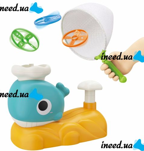 Whale Frisbee 9965A Children's Frisbee Playset with 2 Nets and 6 Plates, Catapult Toy JQ-269 for Launching VN-640 Flying Saucers for Children