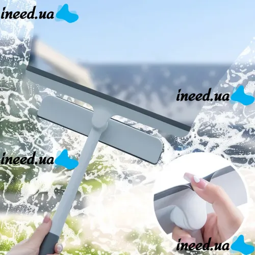 Multifunctional Rotating Brush for Washing windows and Panes 3 in 1 Squegee Window Cleaner 360°, Water Scraper for hard-to-reach places of glass