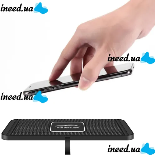 Автомобільна бездротова зарядка Car Wireless Pad C1 15W для зарядки телефону, силіконовий зарядний килимок в авто з антиковзаючим покриттям чорний