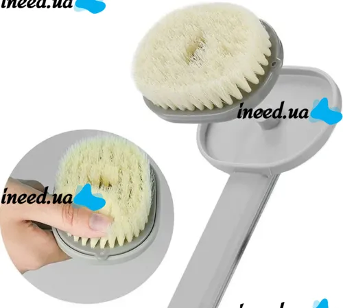Massage brush Body brush CS96T with a long handle for a shower with a detergent container, Brush LY-588 36 cm with a dispenser for back and body massage