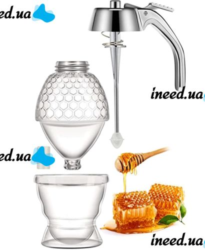 Диспенсер для меда Honey Dispenser ручной дозатор 200 мл, емкость колба для соусов, карамели, варенья, диспенсер-дозатор на подставке 10*15 см