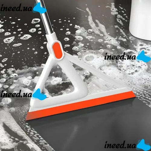 Silicone Mop 2 in 1 Clean the wiper AND-8-10 for Washing Windows, Liquids Scraper Floor and Glass Cleaner with Telescopic Handle 100cm Orange