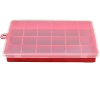 Силіконова багаторазова форма Silicone Ice Cubes Make для заморозки льоду і шоколаду з кришкою на 24 осередки, Лоток піднос для зберігання льоду 24 кубика