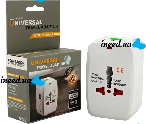 Universal Power Adapter plug to socket 1000 mA Universal adapter SL-823 2USB, Adapter for EU UK US CA Japan outlet with USB for travel