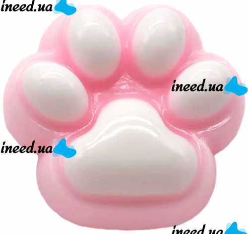 Силіконова іграшка антистрес сквіш котяча лапка Squishy Toys з ворсинками для рук, Дитяча м'ялка лапа кота Моті Каваї з кульками 2410-4 для дітей