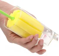 Універсальна губка з довгою ручкою Sponge Cleaning Remiling для миття пляшок і високих склянок, Кухонна убчатая щітка для чищення посуду