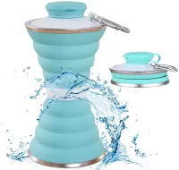 Складна силіконова пляшка Folding travel water cup 9588 0.5 л Бірюзова, Спортивна м'яка пляшка чашка для води