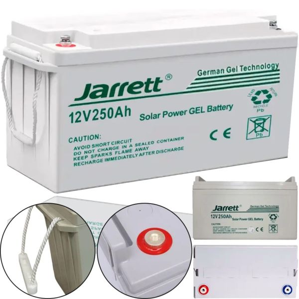 Универсальный гелевый аккумулятор Jarrett GEL 12V 250Ah для котла и солнечных панелей, Аккумуляторная батарея 12В 250Ач для систем электропитания