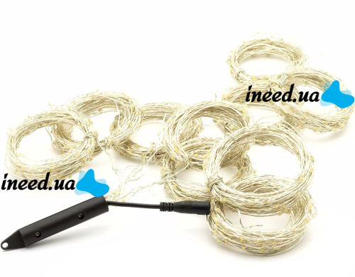 Indoor LED Garland Ponytail 200LED Diodes 2M 10 Strands Cold White for Home Dew 10 Strings of 2 Meters USB Cold White