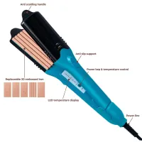 Curling iron straightener 3D Hair Printing Iron XL-619 for straightening hair with nozzles with a pattern, Forceps 5 plates with ceramic coating and glove