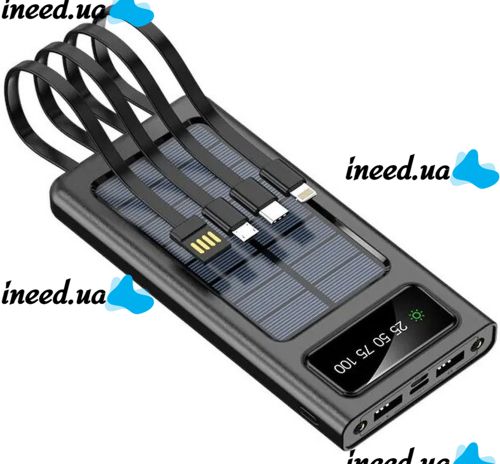 Charger Power bank YM-485 Solar 10000 mAh with a set of cables 4in1 External solar battery Type-C microUSB Lightning