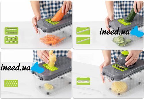 Багатофункціональна овочерізка Veggie slicer MA-8 22 в 1 кухонна терка подрібнювач слайсер для нарізки овочів і фруктів з насадками і контейнером