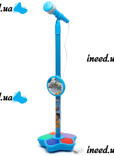 Kid Star Microphone 5350A for Kids—Adjustable Stand with Backlight, Karaoke with Sound Effects, and MP3—For Children Ages 3 and Up—Blue
