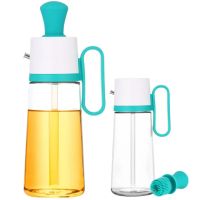 Кухонний дозатор для масла з пензликом Oil Dispenser 2 в 1 скляна пляшка для рідин багатофункціональний диспенсер для рідких продуктів 550 мл