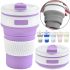 Collapsible Silicone Thermo Cup Collapsible SL-100 350 ml, Silicone Folding Transformer Cup with Lid Silicon Magic Cup with Plastic Rim