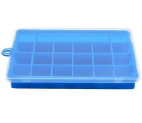 Силіконова багаторазова форма Silicone Ice Cubes Make для заморозки льоду і шоколаду з кришкою на 24 осередки, Лоток піднос для зберігання льоду 24 кубика