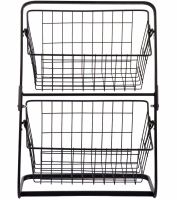 Універсальний дворівневий органайзер полку Storage Rack MZY - 662 для зберігання овочів і фруктів, етажерка Фруктовниця 2 рівня для кухні Чорний