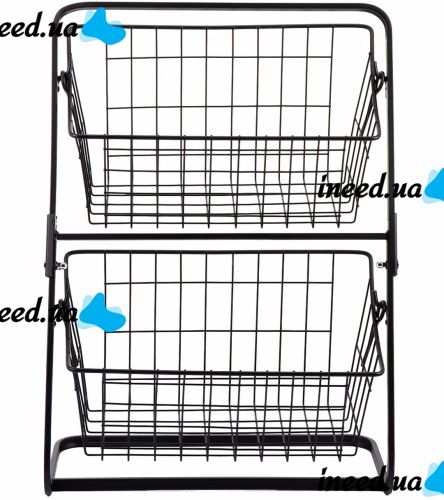 Універсальний дворівневий органайзер полку Storage Rack MZY - 662 для зберігання овочів і фруктів, етажерка Фруктовниця 2 рівня для кухні Чорний