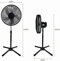 Floor fan Bitek BK-1881 120W 5 blades 46 cm, Bitek 18" inch fan on telescopic leg 106-136 cm with mains swivel