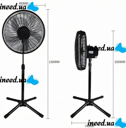 Floor fan Bitek BK-1881 120W 5 blades 46 cm, Bitek 18" inch fan on telescopic leg 106-136 cm with mains swivel