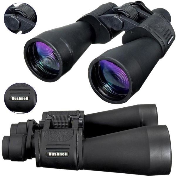 Оптический бинокль для наблюдения Binoculars Bushnell 20x50 Bak-4 для охоты, туризма, рыбалки, тактический Бушнель с призмами и чехлом Black
