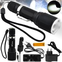 Bailong BL-1860-T6 Handheld Rechargeable Flashlight with Focus 50000W Tactical LED Flashlight 5 Modes with Battery Police BL1860