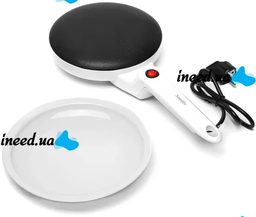 Погружная блинница Sonifer Crepe Maker SF-3034 650W Электрическая сковородка для блинов 20 см электроблинница с антипригарным покрытием Белая